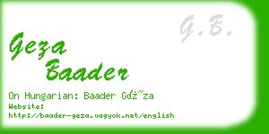 geza baader business card